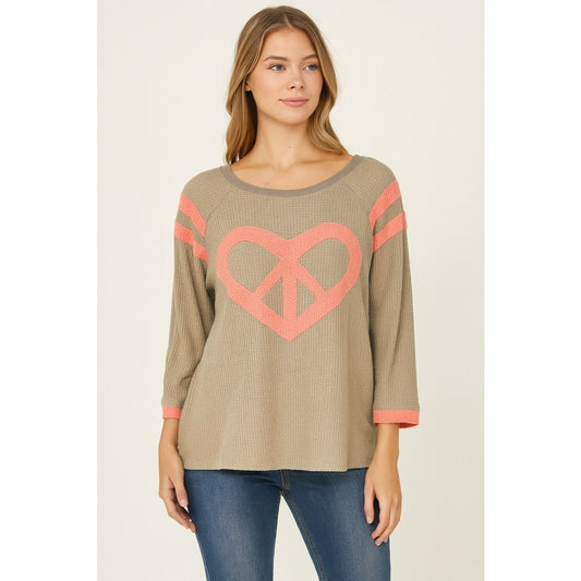 ✨ Easel Waffle Knit Peace Heart Top ✨