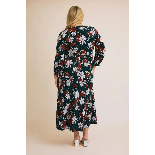 Plus Size Ruffle Tiered Button Down Floral Maxi Dress