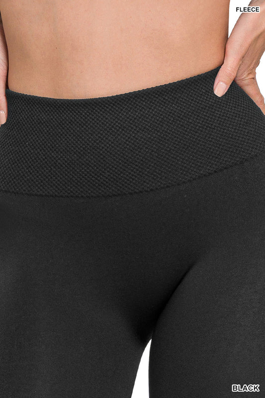 Plus high waist diamond shape band fleece leggings