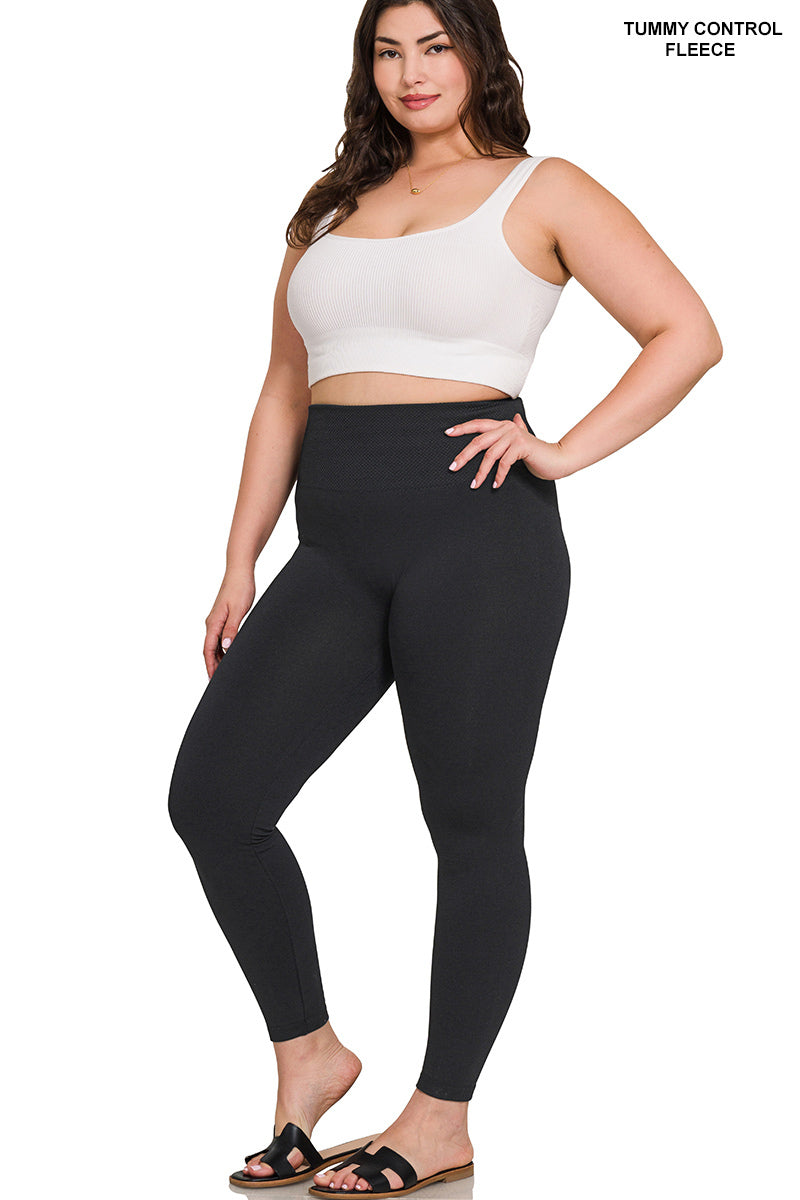 Plus high waist diamond shape band fleece leggings