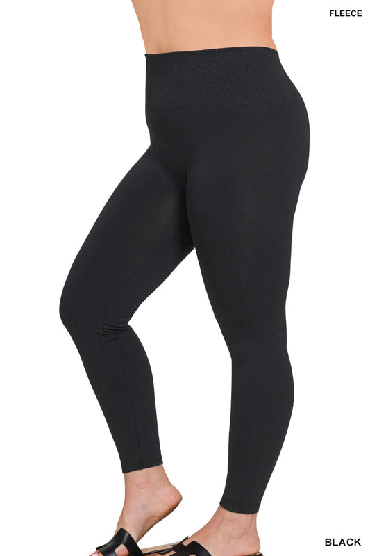 Plus high waist diamond shape band fleece leggings